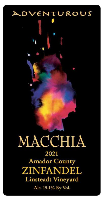 TABC label artwork for Macchia Zinfandel Adventurous