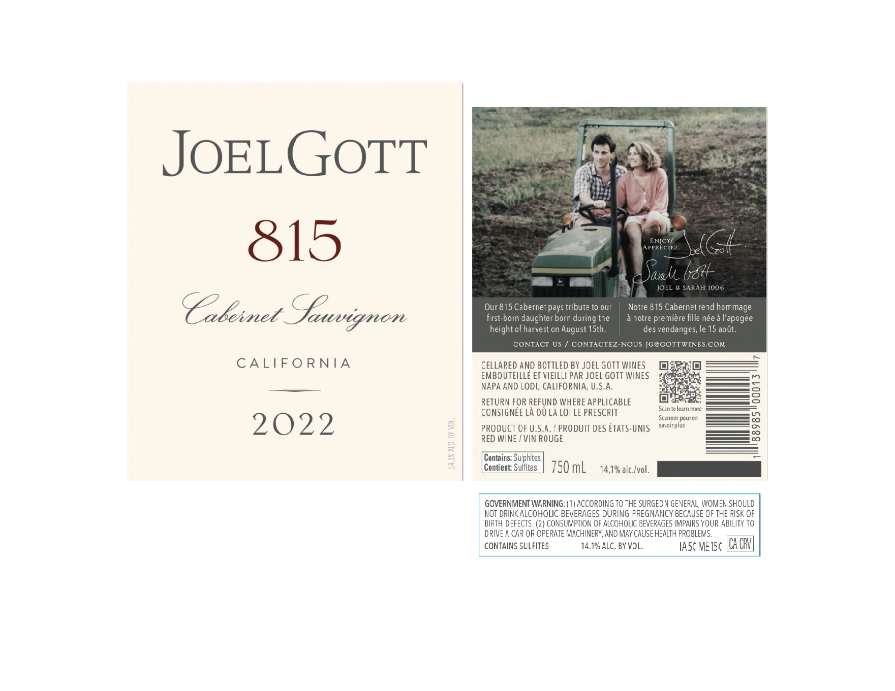 TABC label artwork for Joel Gott 815 Exp Label Cabernet Sauvignon Ca