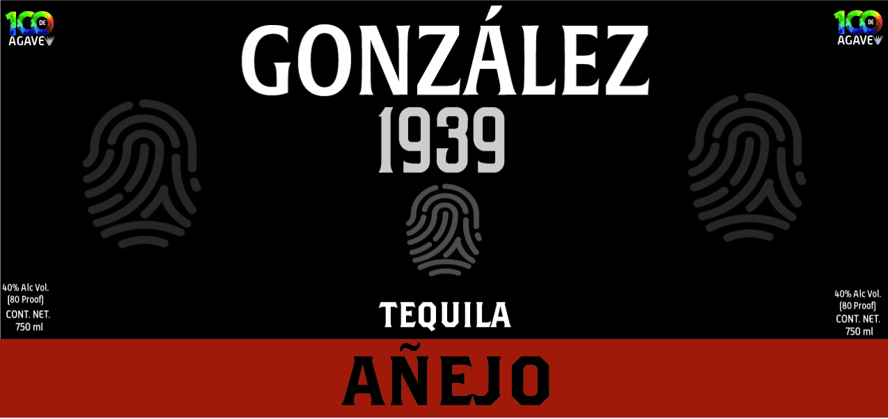 TABC label artwork for Gonzalez 1939 Anejo Tequila