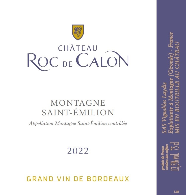 TABC label artwork for Chateau Roc de Calon Montagne Saint Emilion