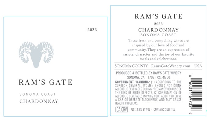TABC label artwork for RAM'S GATE WINERY CHARDONNAY SONOMA COAST
