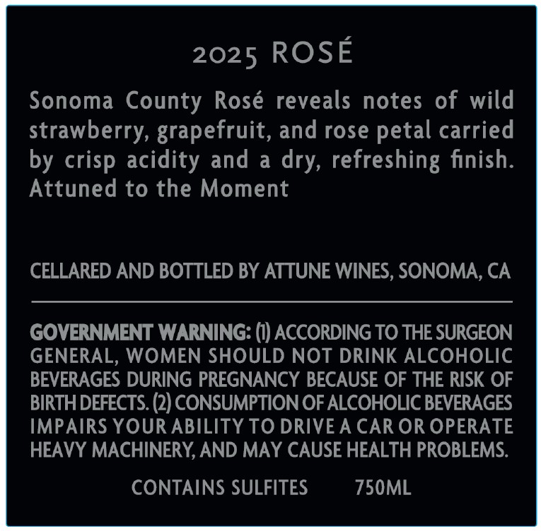 TABC label artwork for Attune Wines Rose Wine
