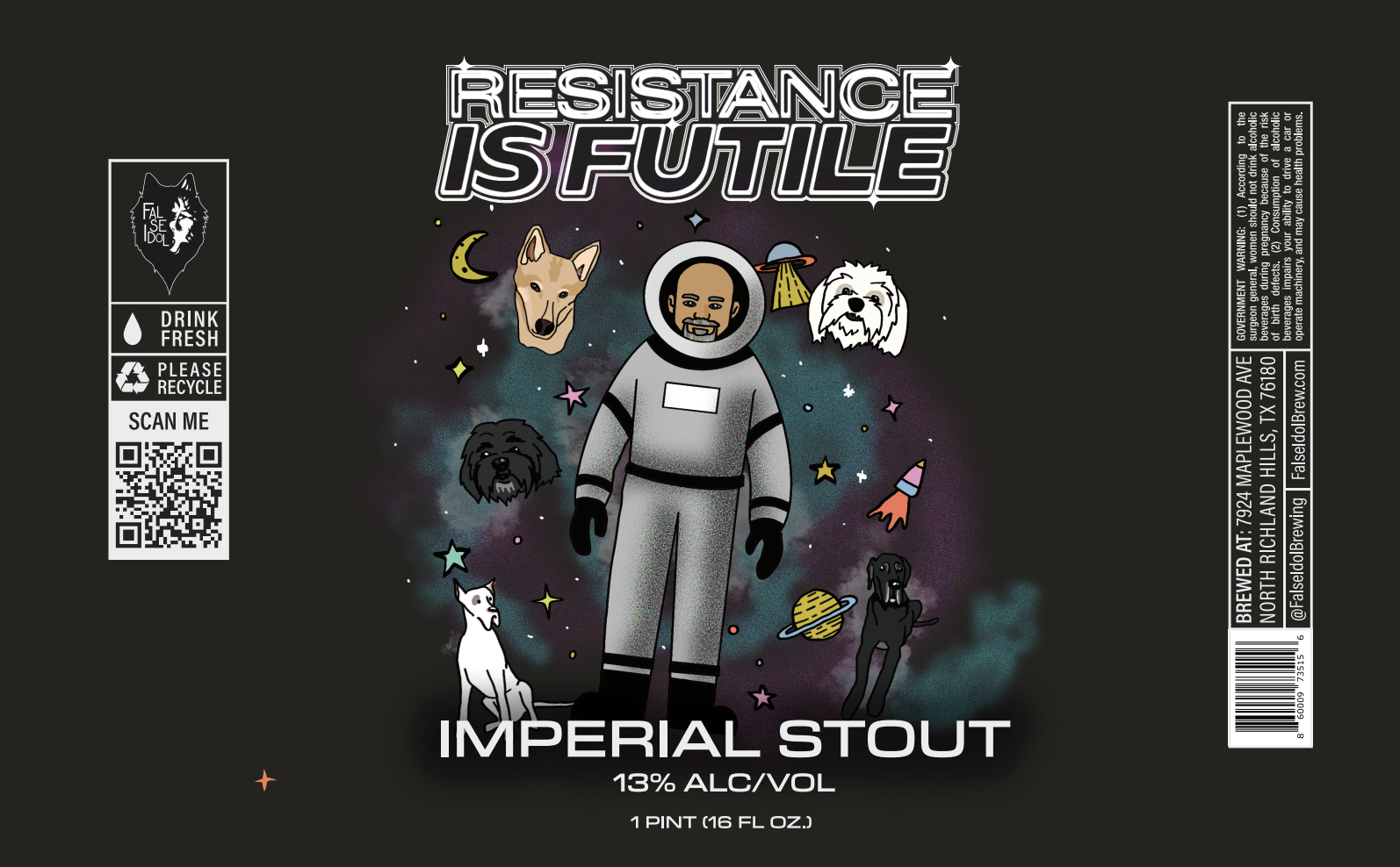 TABC label artwork for FALSE IDOL BREWING RESISTANCE IS FUTILE IMPERIAL STOUT