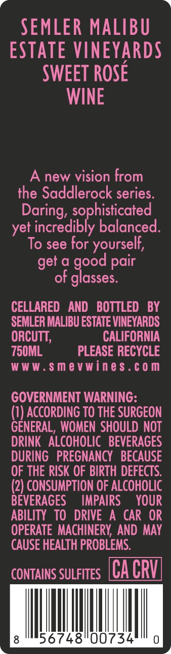 TABC label artwork for Saddlerock Sweet Rose Wine
