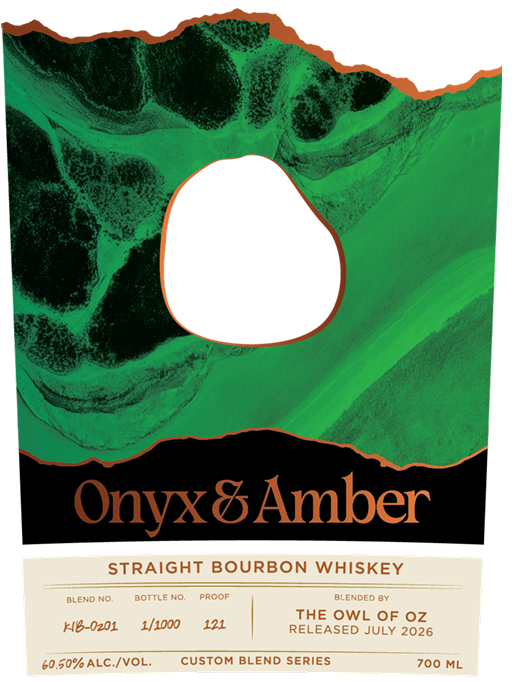 TABC label artwork for ONYX & AMBER STRAIGHT BOURBON WHISKEY