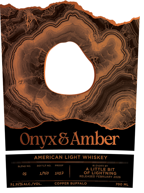 TABC label artwork for ONYX & AMBER AMERICAN LIGHT WHISKEY