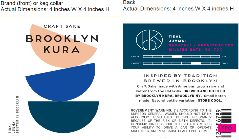 TABC label artwork for BROOKLYN KURA TIDAL