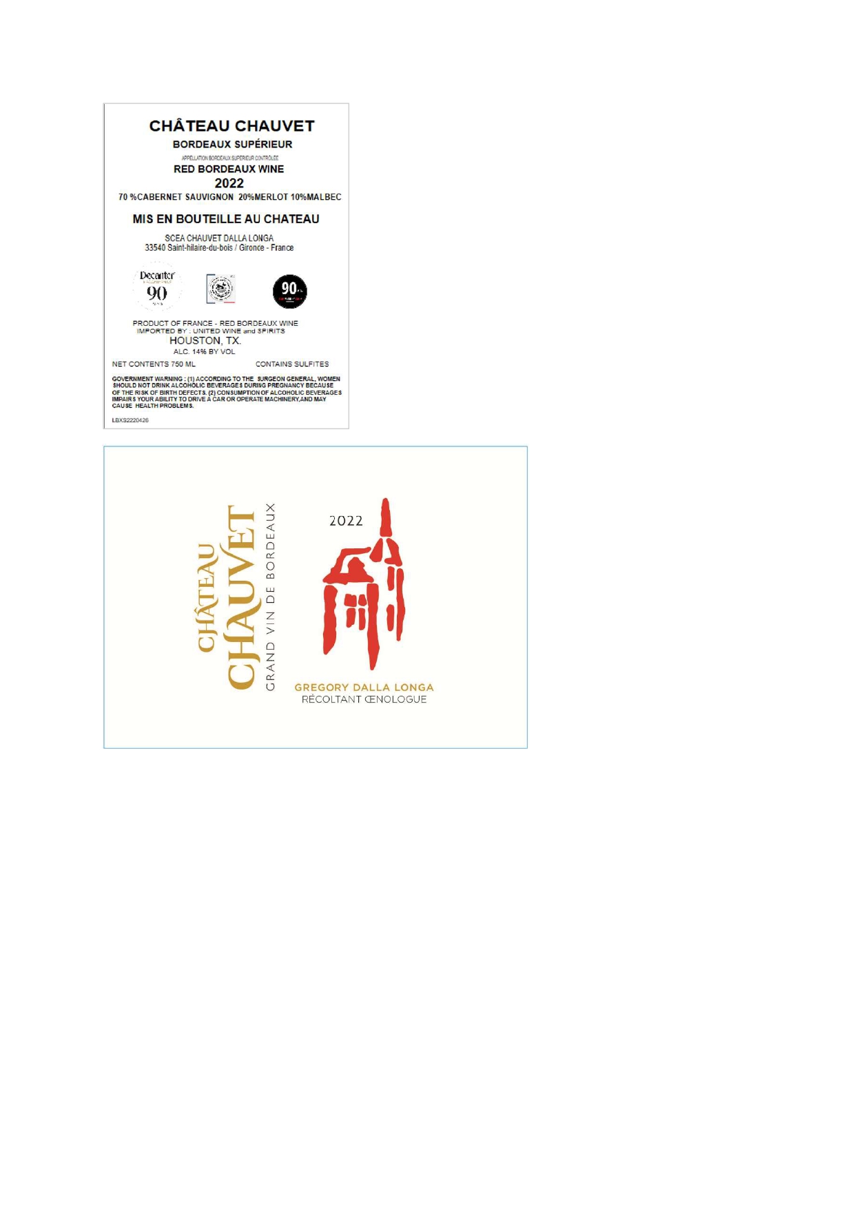 TABC label artwork for Chateau Chauvet