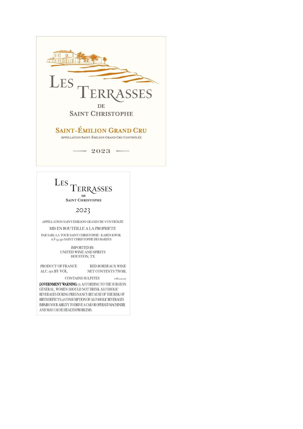 TABC label artwork for Les Terrasses De Saint Christophe