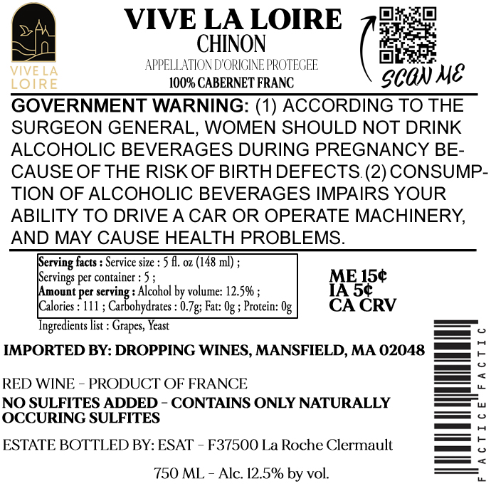TABC label artwork for VIVE LA LOIRE