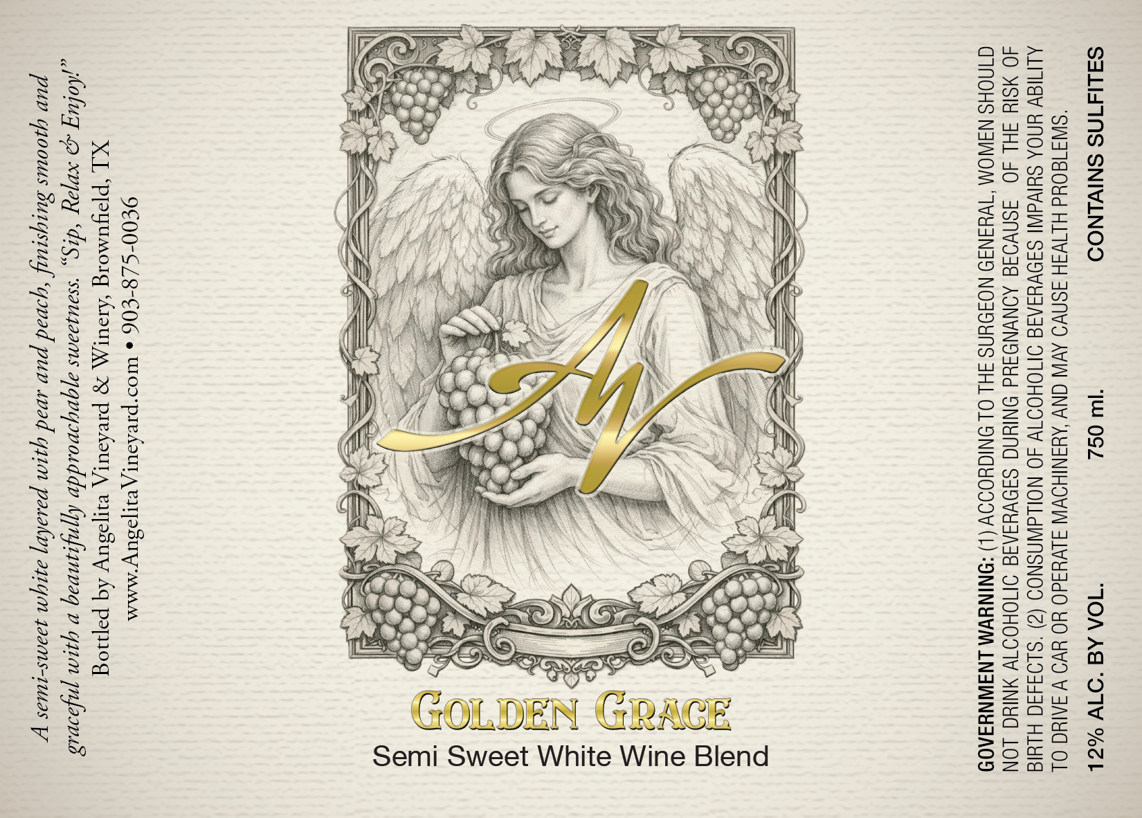TABC label artwork for ANGELITA VINEYARD & WINERY GOLDEN GRACE