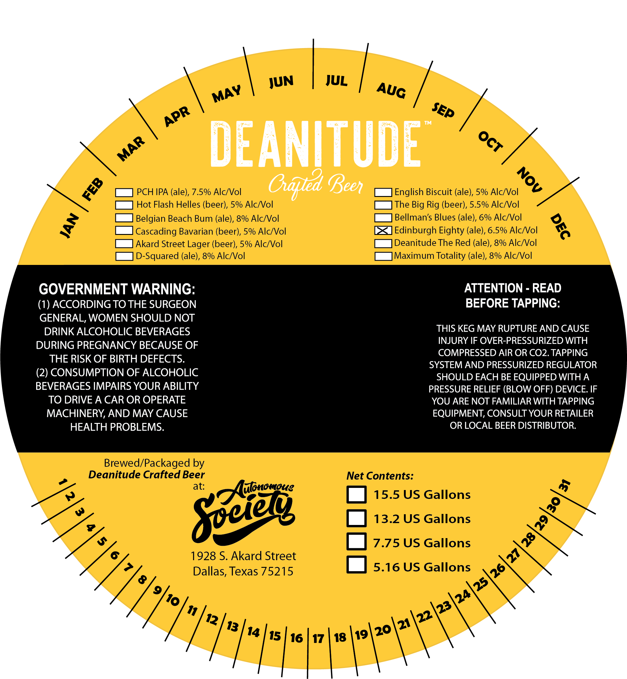 TABC label artwork for Deanitude Edinburgh Eighty