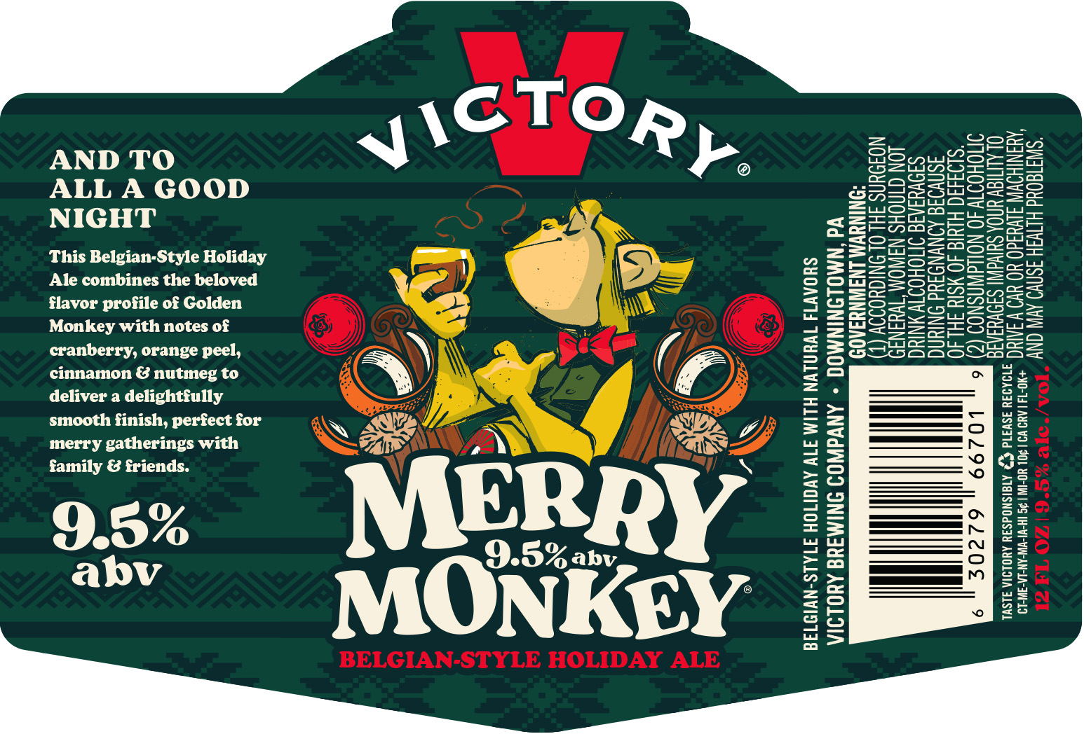TABC label artwork for VICTORY MERRY MONKEY BOTTLE