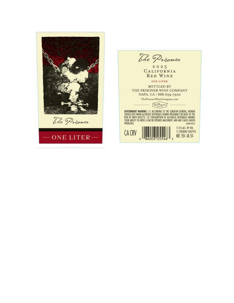 TABC label artwork for The Prisoner Red Wine California