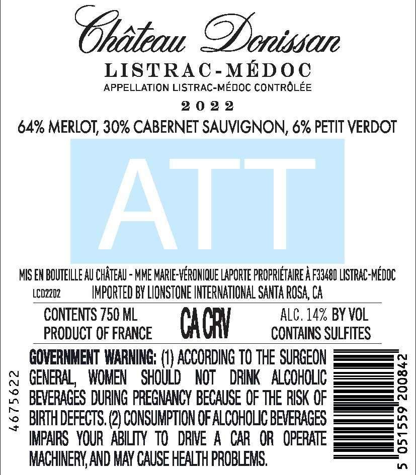 TABC label artwork for Chateau Donnisan Listrac- Medoc