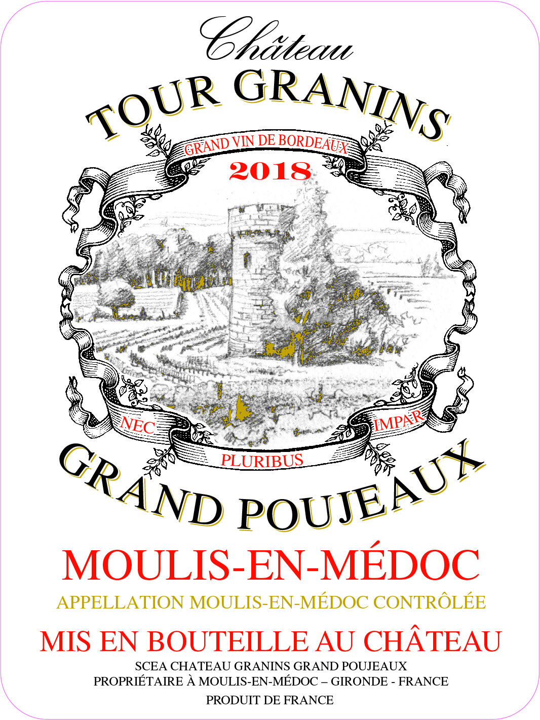 TABC label artwork for Chateau Tour Granins Grand Poujeaux Moulis-En-Medoc