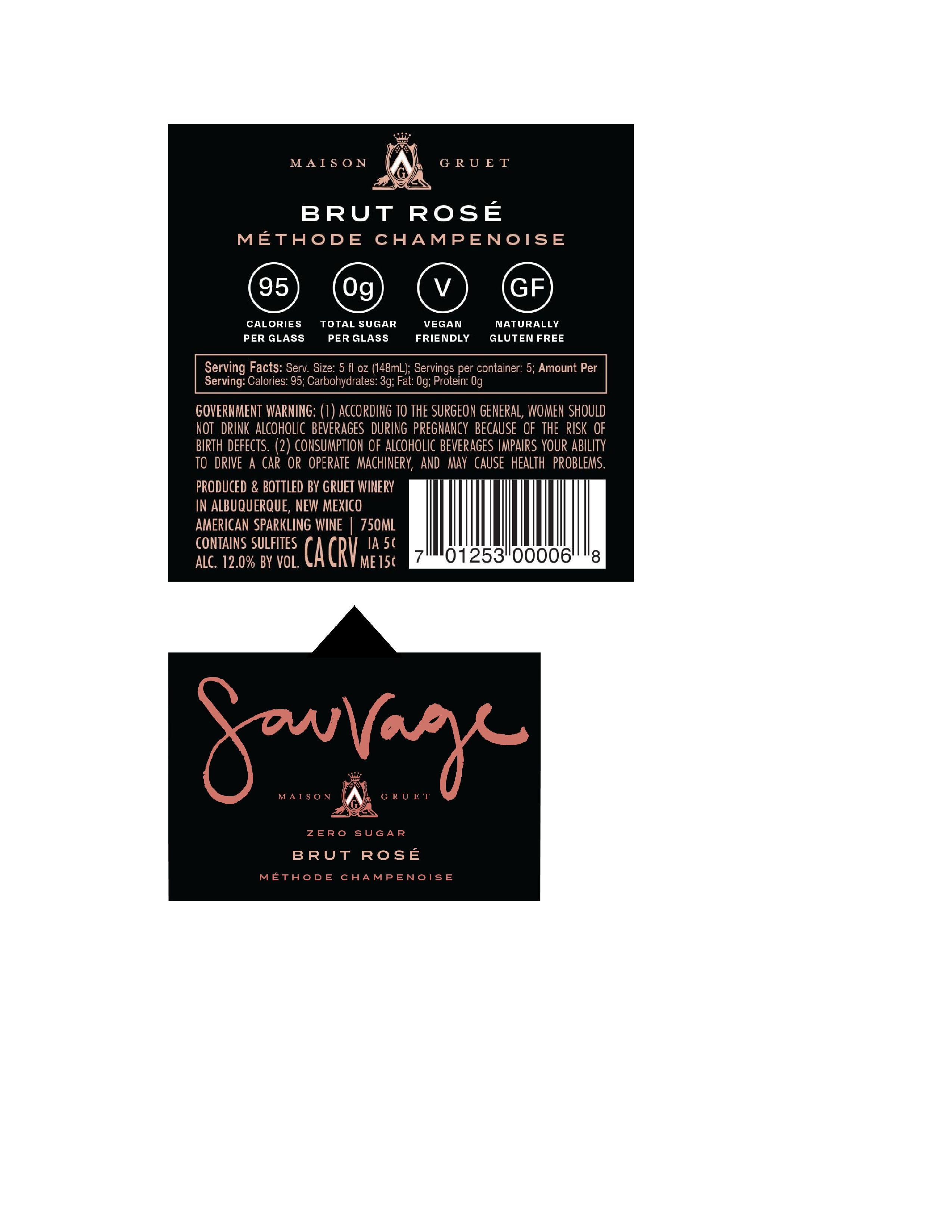 TABC label artwork for Gruet Sauvage Brut Rose