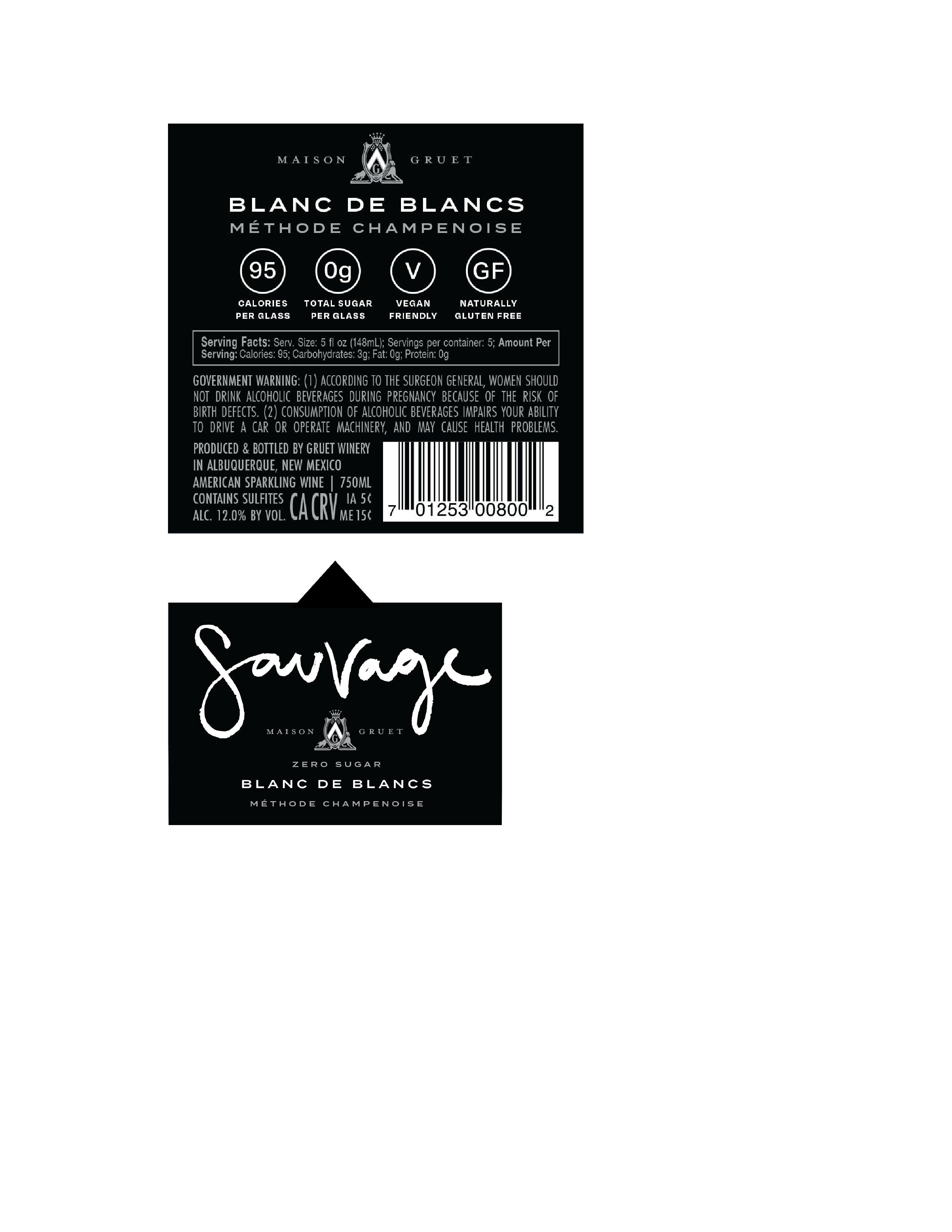 TABC label artwork for Gruet Sauvage Blanc De Blancs