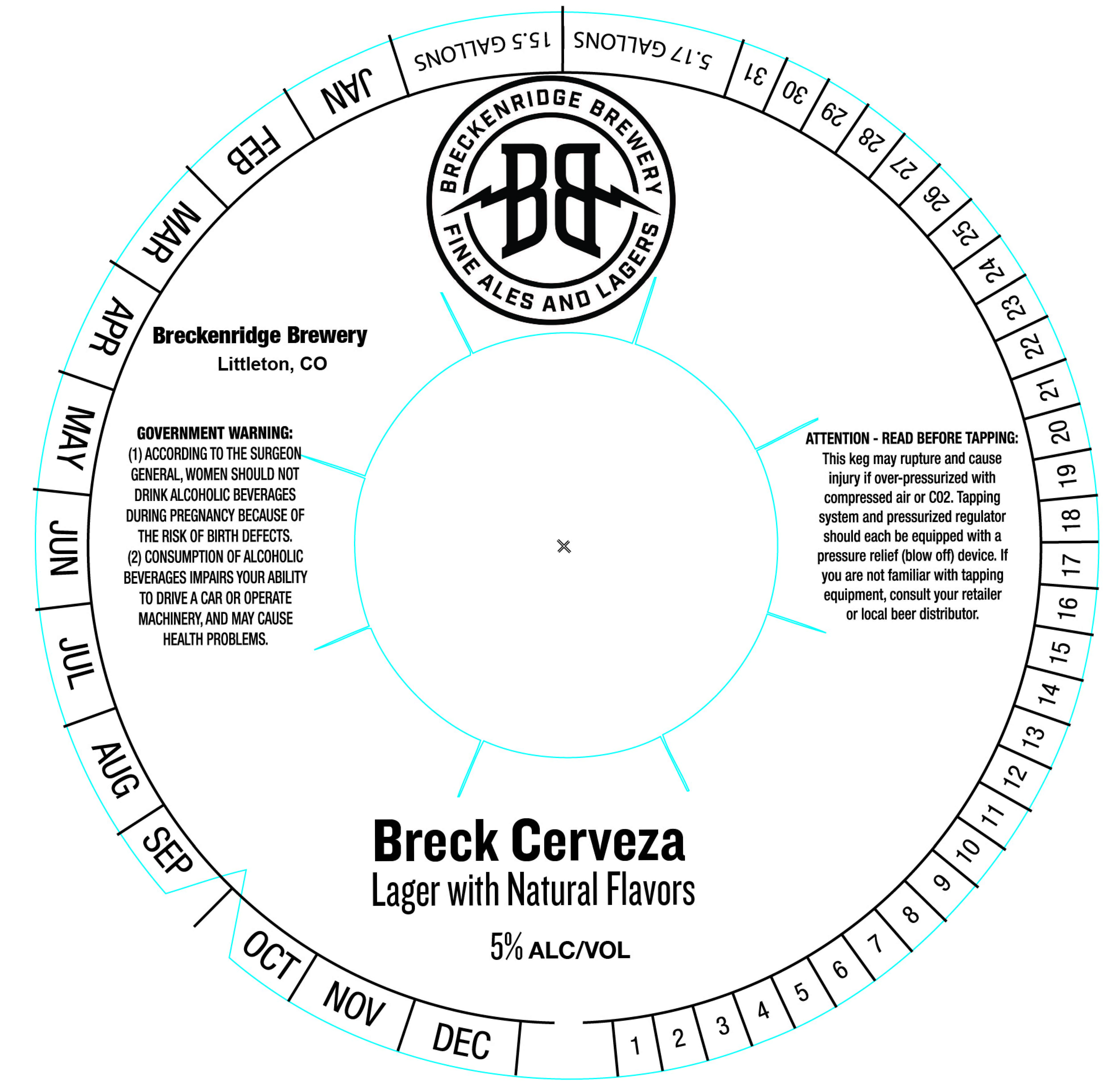 TABC label artwork for Breckenridge Brewery Breck Cerveza