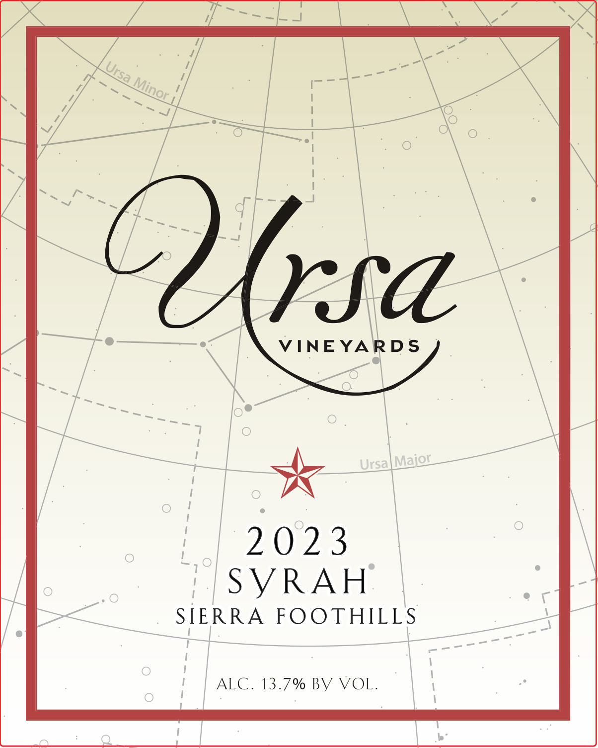 TABC label artwork for Ursa Syrah