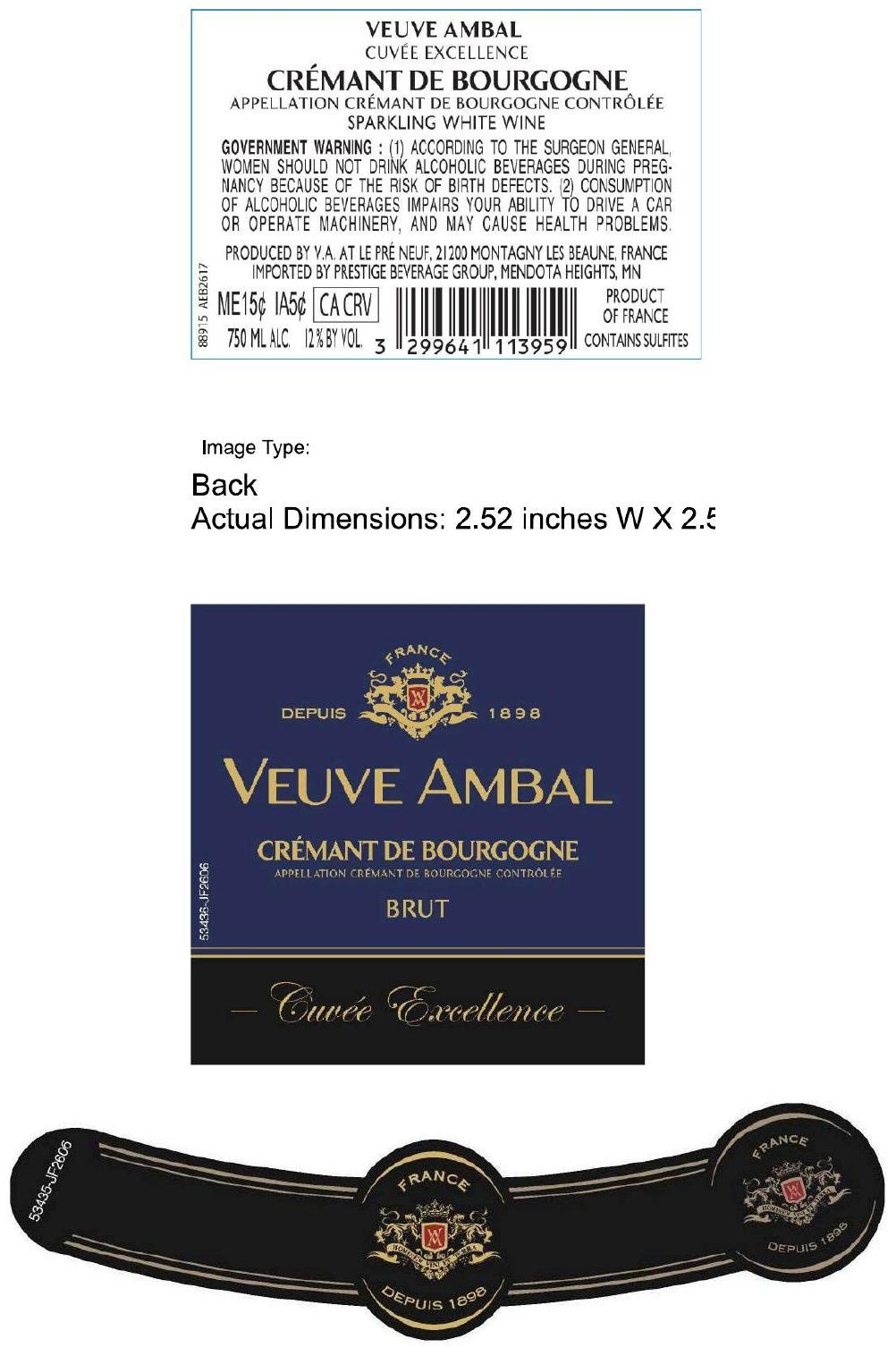 TABC label artwork for Veuve Ambal Cremant Cuvee Excellence Brut