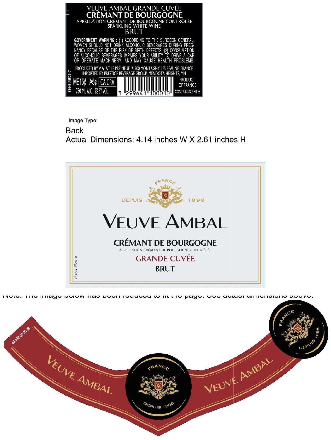 TABC label artwork for Veuve Ambal Cremant Grande Cuvee Brut