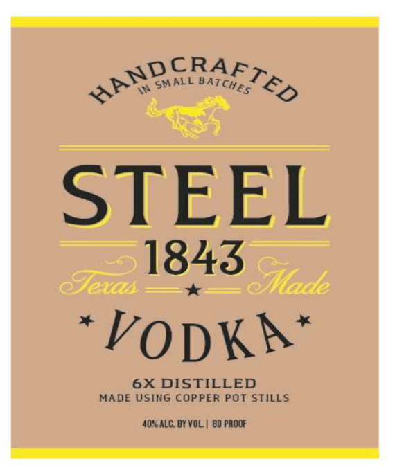 TABC label artwork for Steel 1843 Vodka