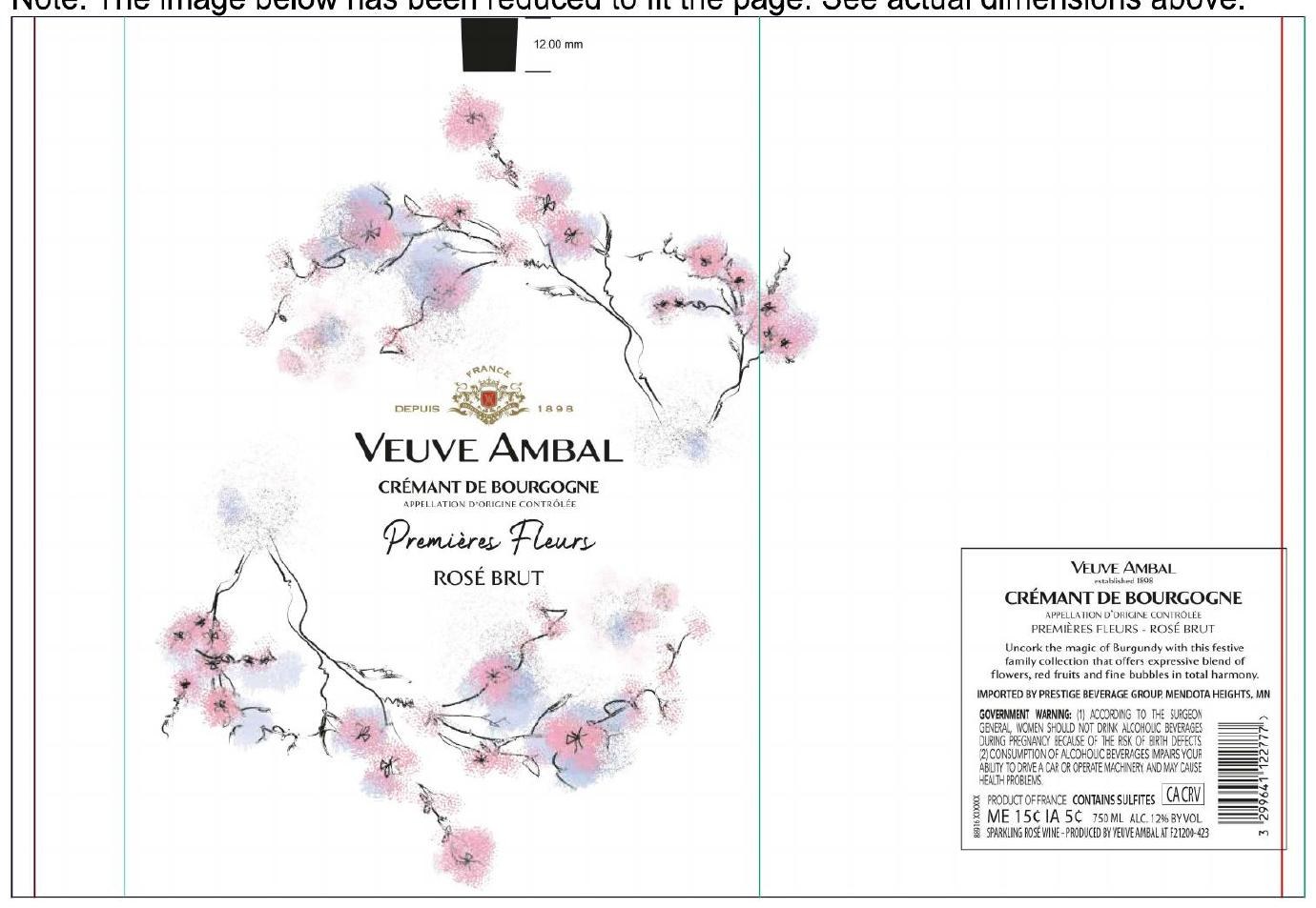 TABC label artwork for Veuve Ambal Cremant Premieres Fleurs Rose