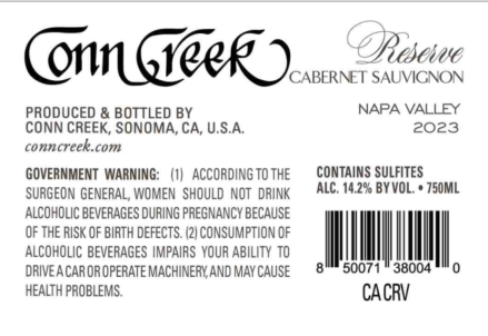 TABC label artwork for Conn Creek Reserve Cabernet Sauvignon Napa Valley