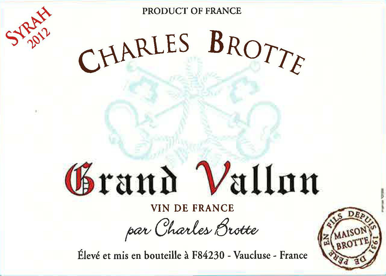 TABC label artwork for GRAND VALLON CHARLES BROTTE VIN DE FRANCE