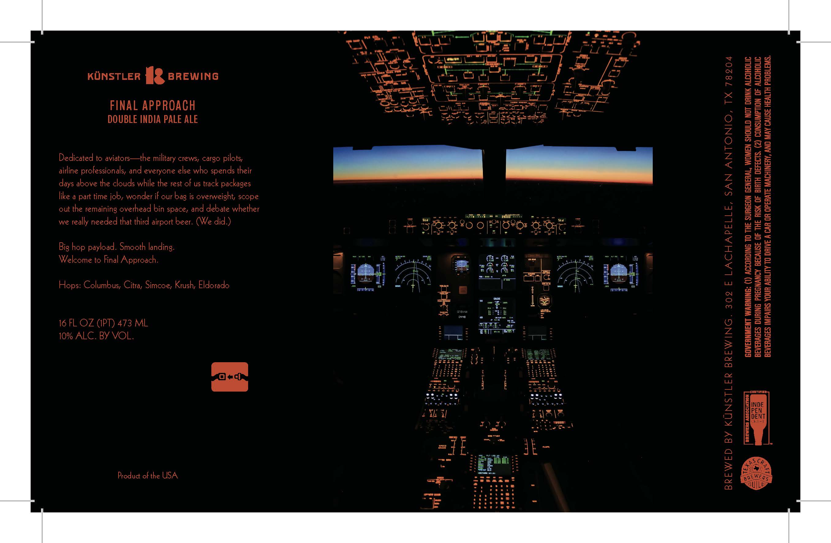 TABC label artwork for FINAL APPROACH