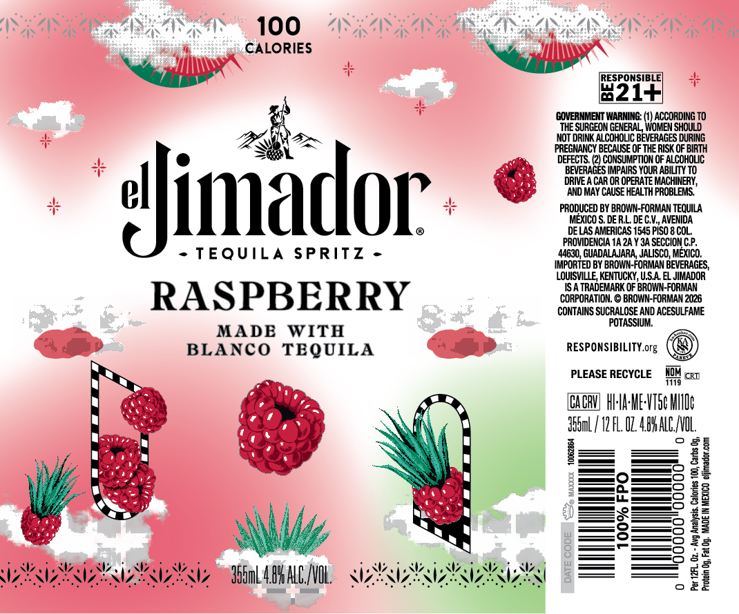 TABC label artwork for el Jimador Tequila Spritz Raspberry