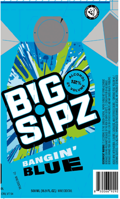 TABC label artwork for Big Sipz Bangin Blue