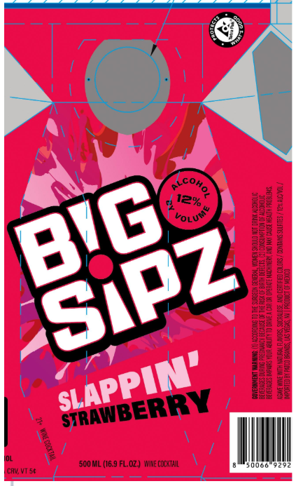 TABC label artwork for Big Sipz Slappin Strawberry