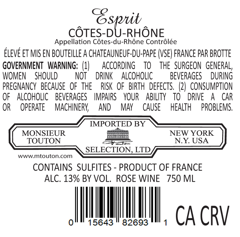 TABC label artwork for BROTTE ROSE