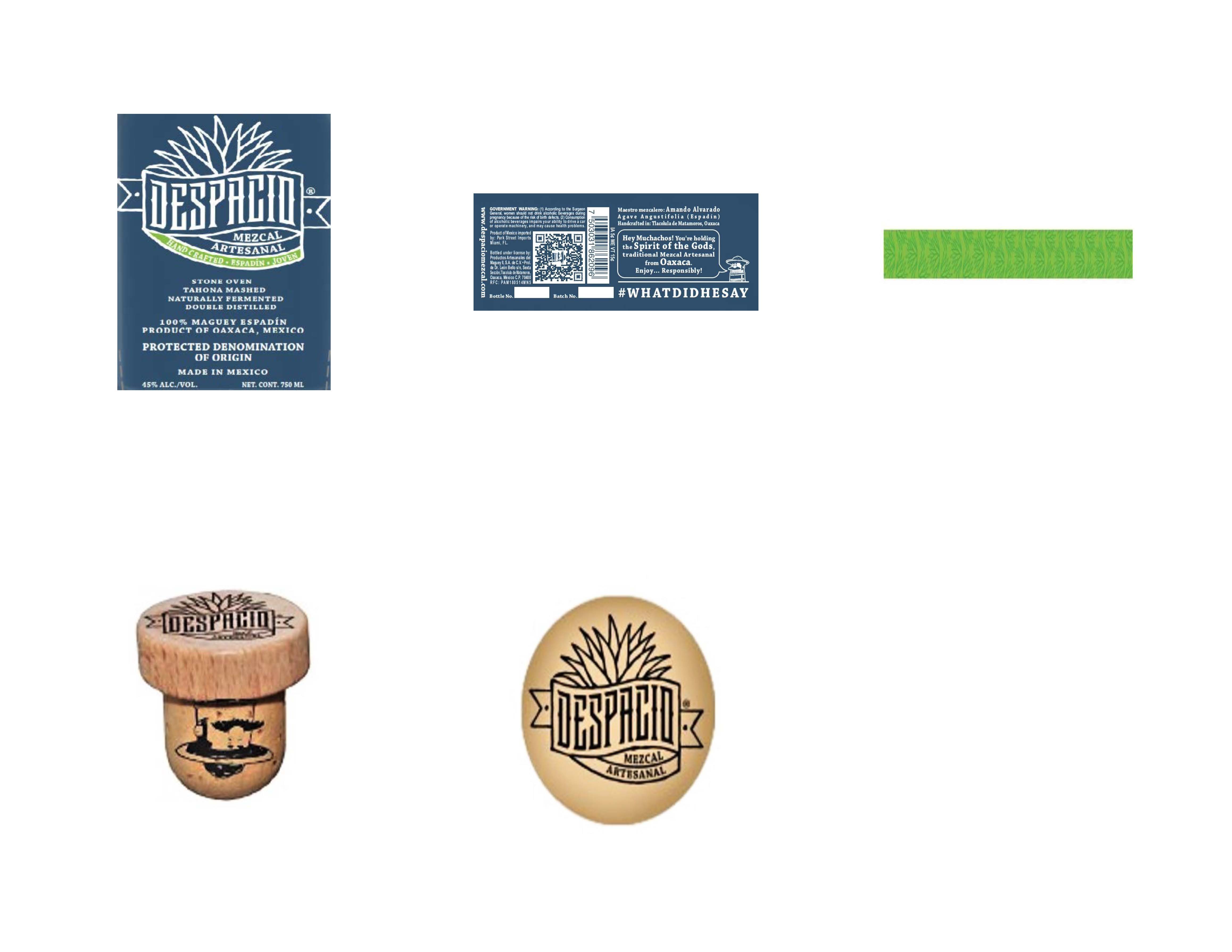 TABC label artwork for Despacio Mezcal (Blue Label)