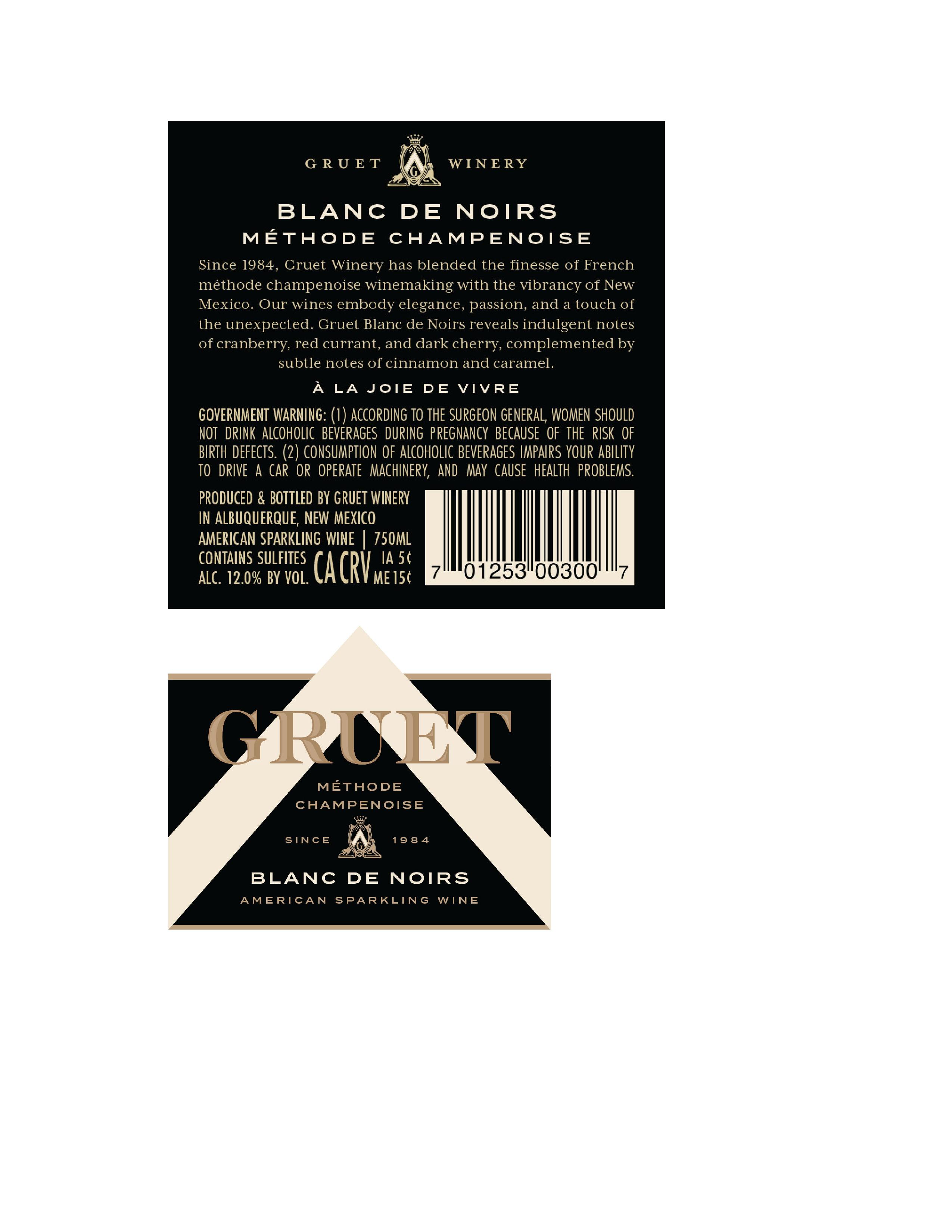 TABC label artwork for Gruet Blanc De Noirs