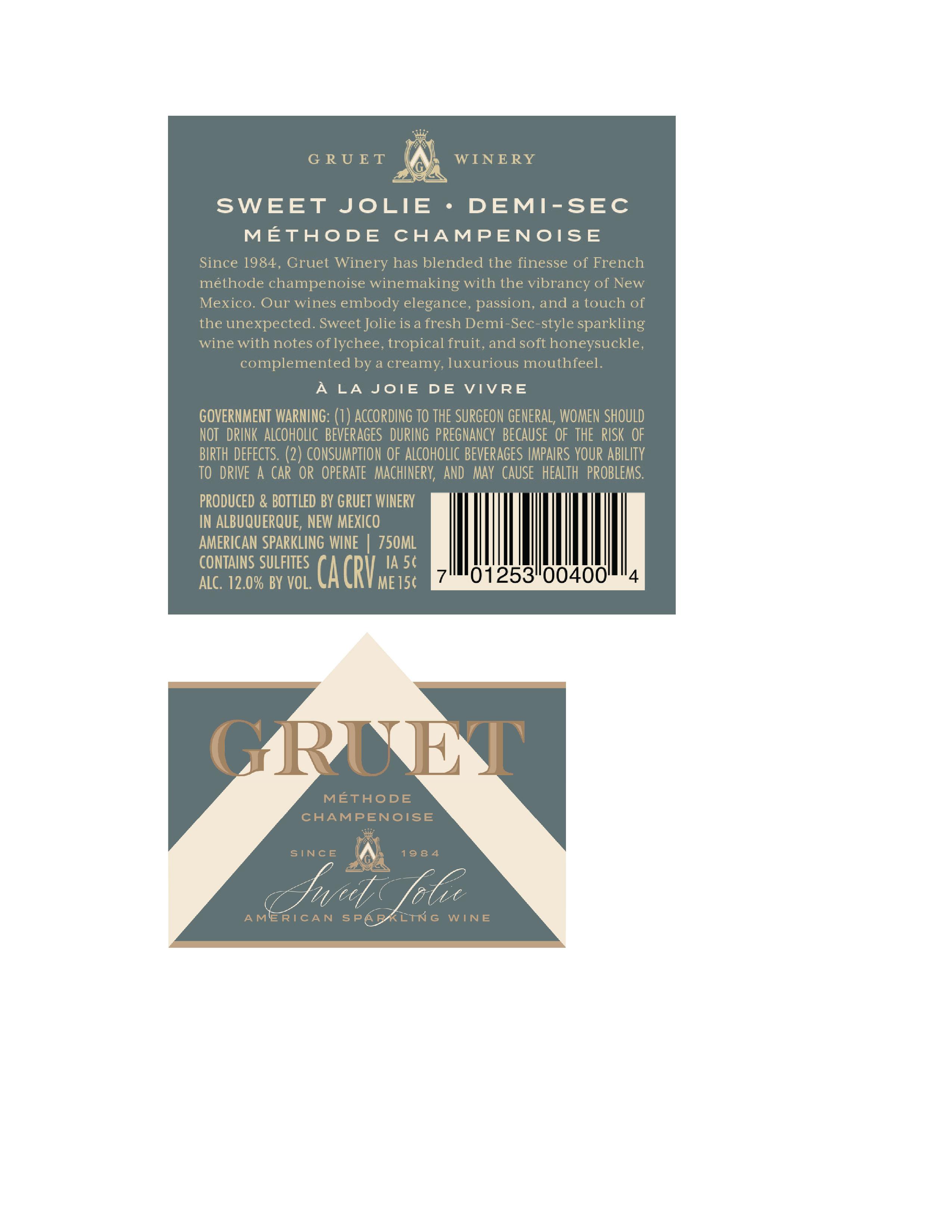 TABC label artwork for Gruet Sweet Jolie Demi Sec