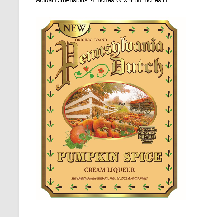 TABC label artwork for Pennsylvania Dutch Pumpkin Spice