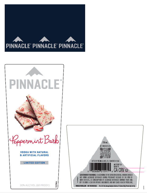 TABC label artwork for Pinnacle Peppermint Bark