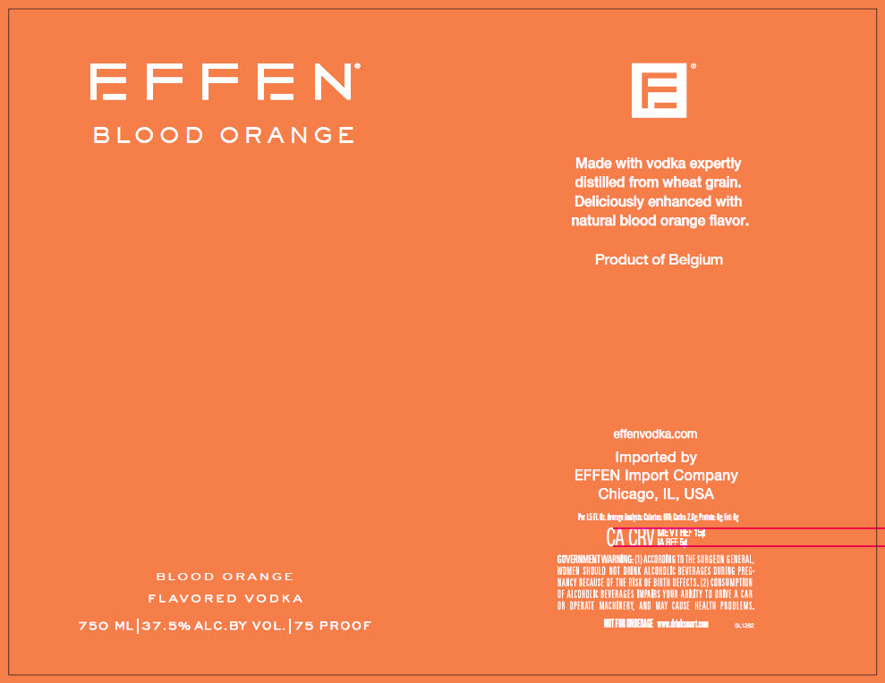 TABC label artwork for EFFEN Blood Orange Flavored Vodka