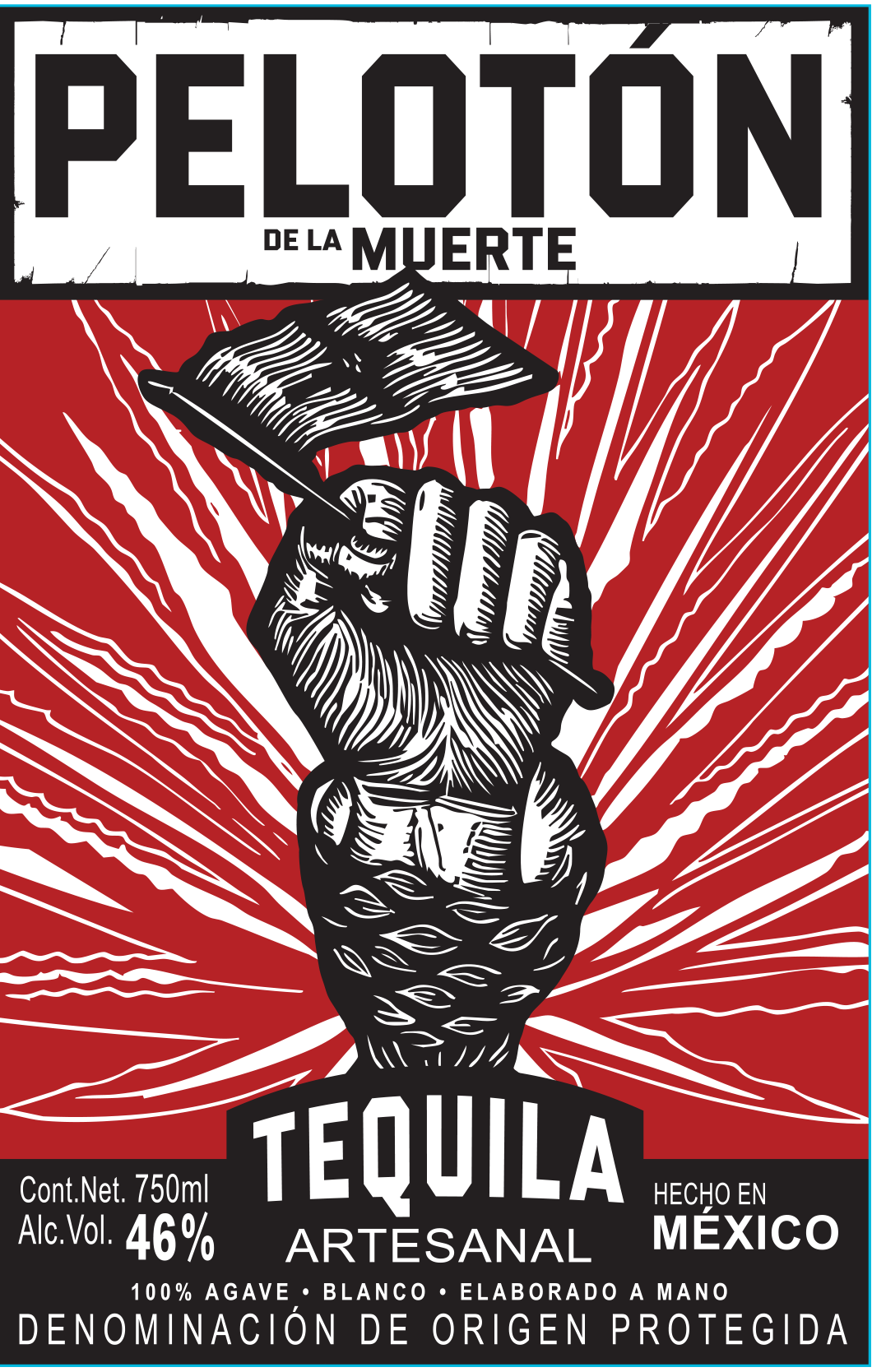 TABC label artwork for PELOTON DE LA MUERTE - Artesanal Blanco Tequila