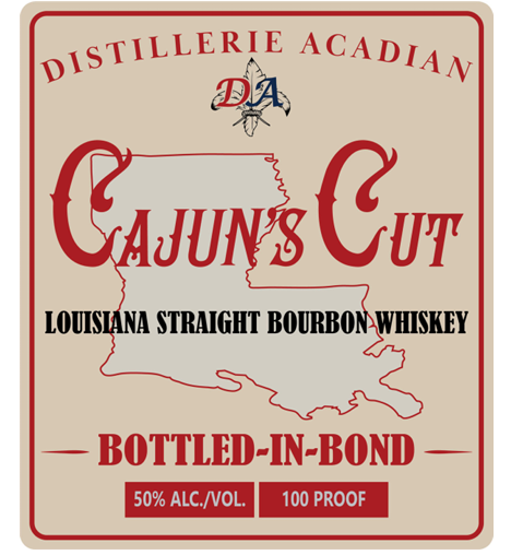 TABC label artwork for DISTILLERIE ACADIAN CAJUN'S CUT BIB
