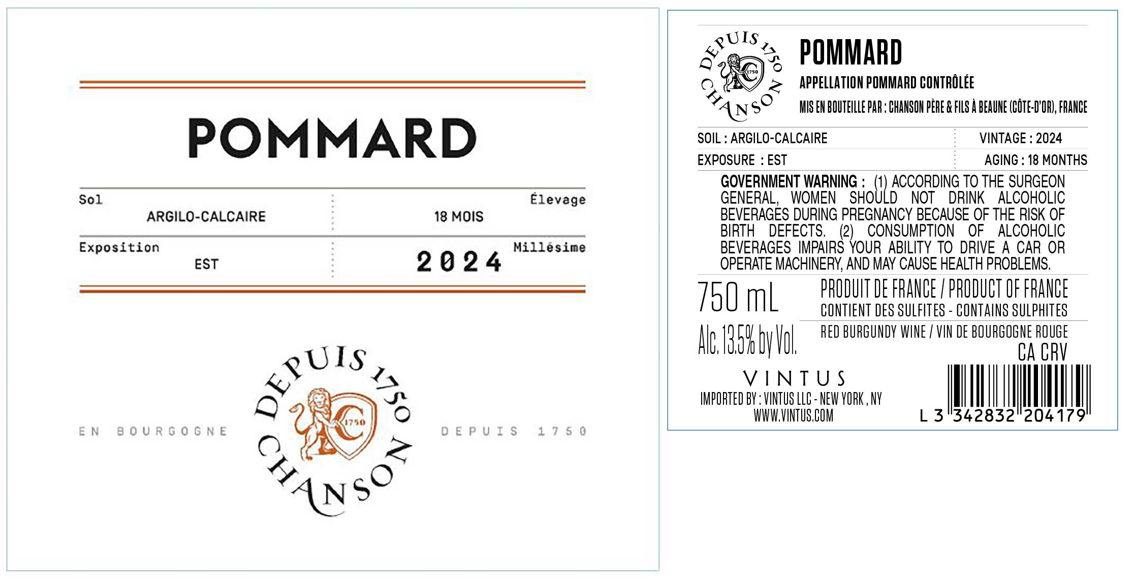 TABC label artwork for Depuis Chanson Pommard