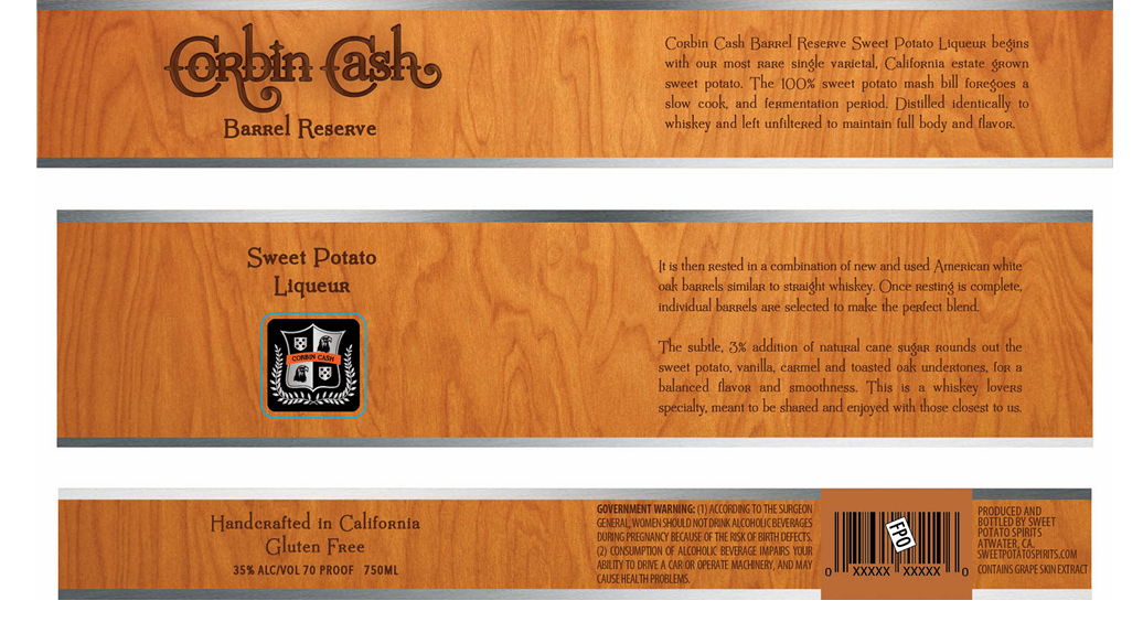 TABC label artwork for CORBIN CASH SWEET POTATO LIQUEUR