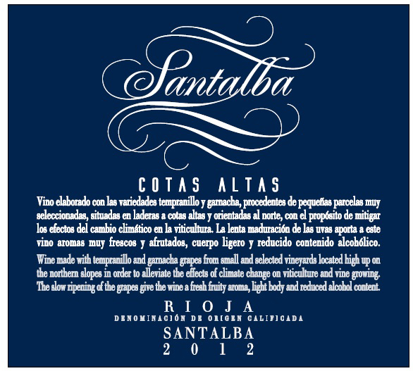 TABC label artwork for SANTALBA COTAS ALTAS