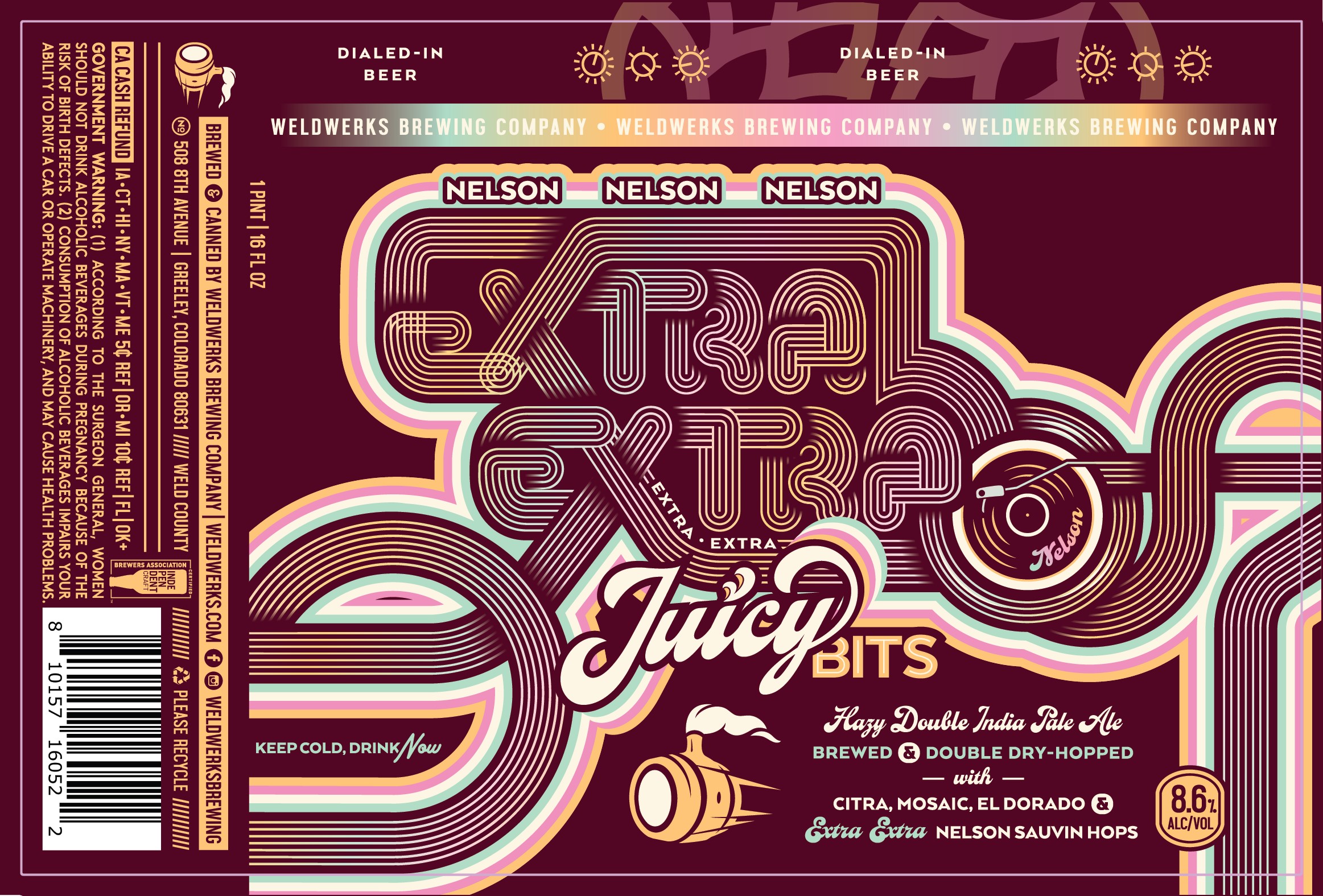 TABC label artwork for Nelson Extra Extra Juicy Bits