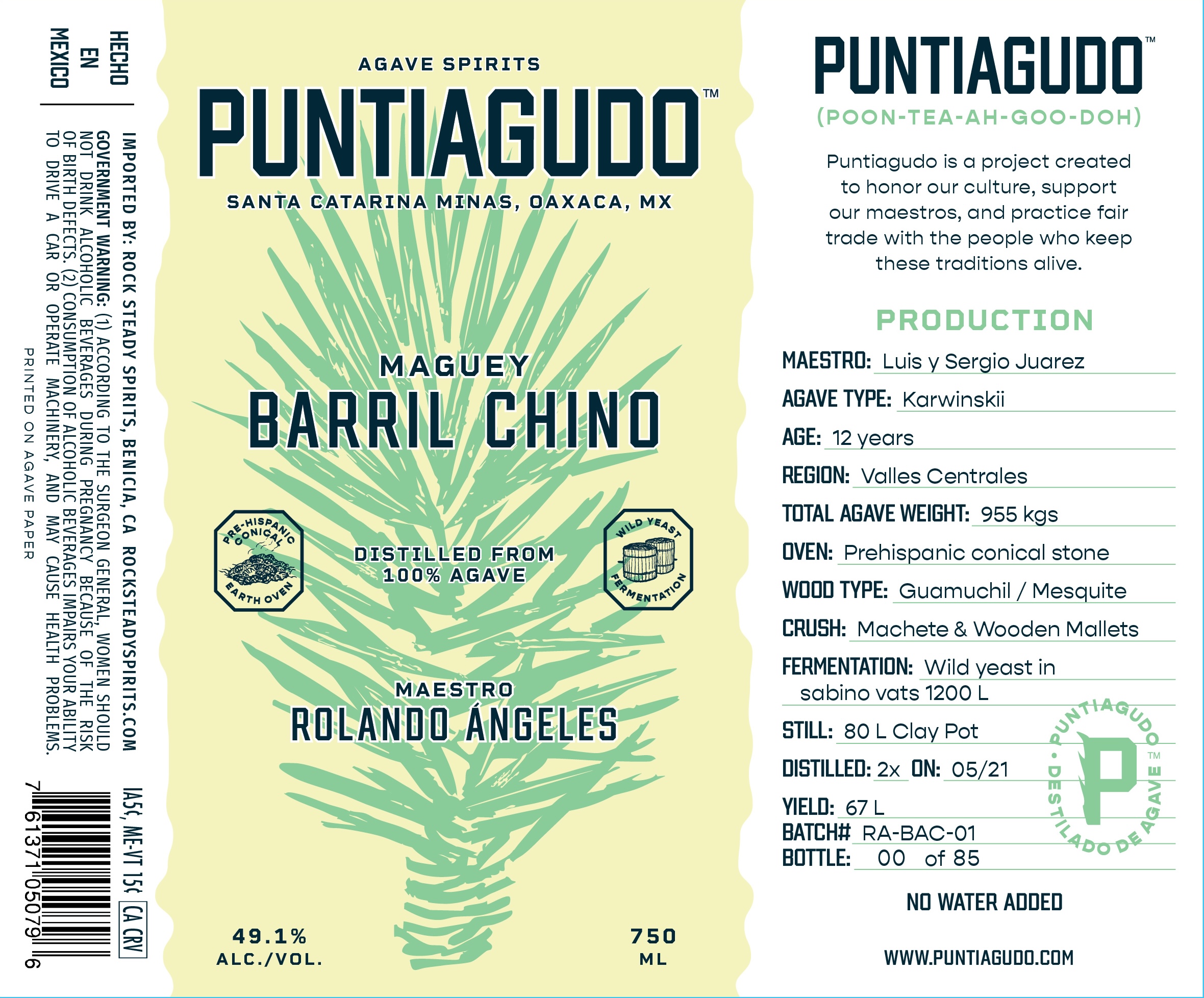 TABC label artwork for Puntiagudo Barril Chino