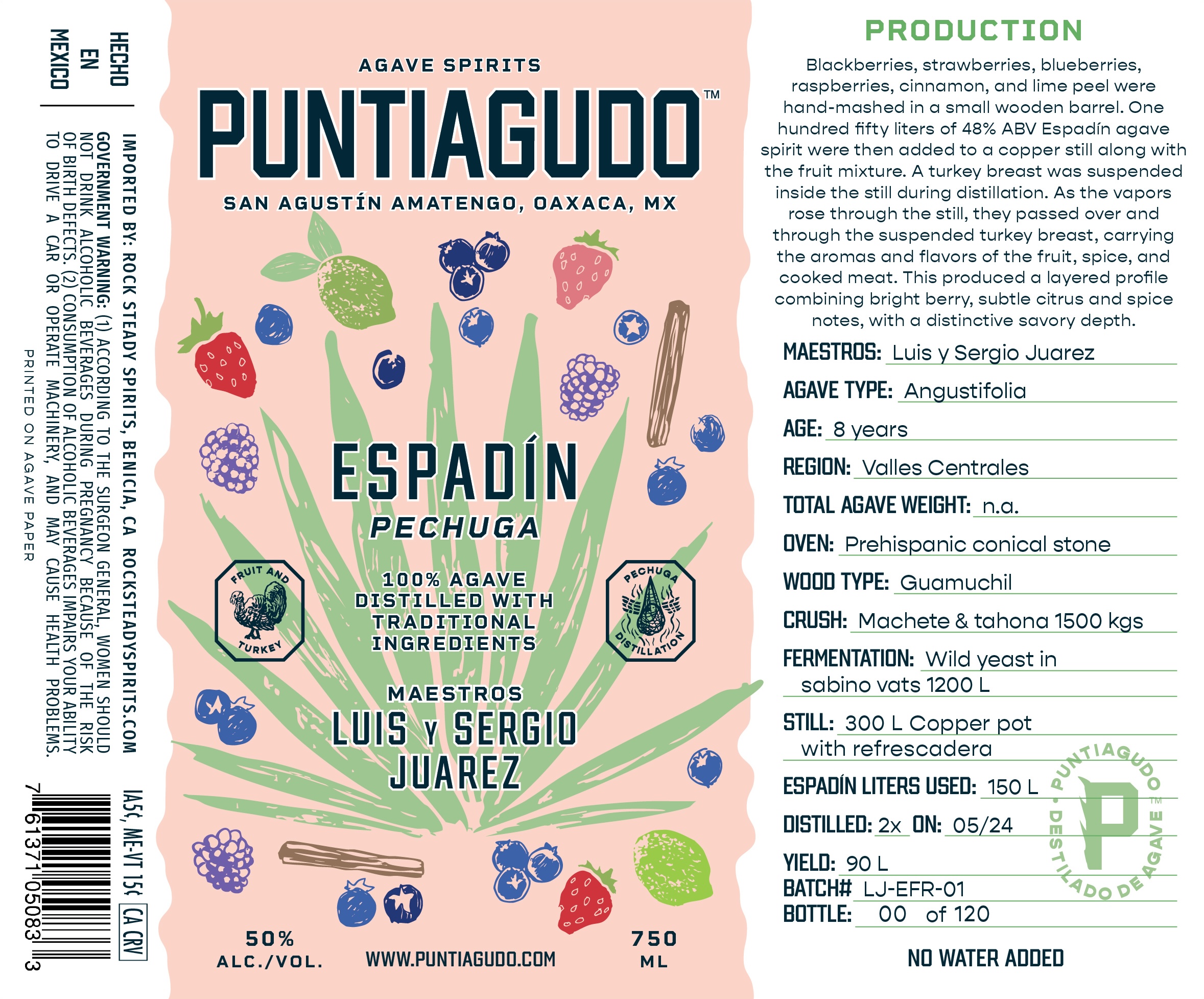 TABC label artwork for Puntiagudo Espadin Pechuga