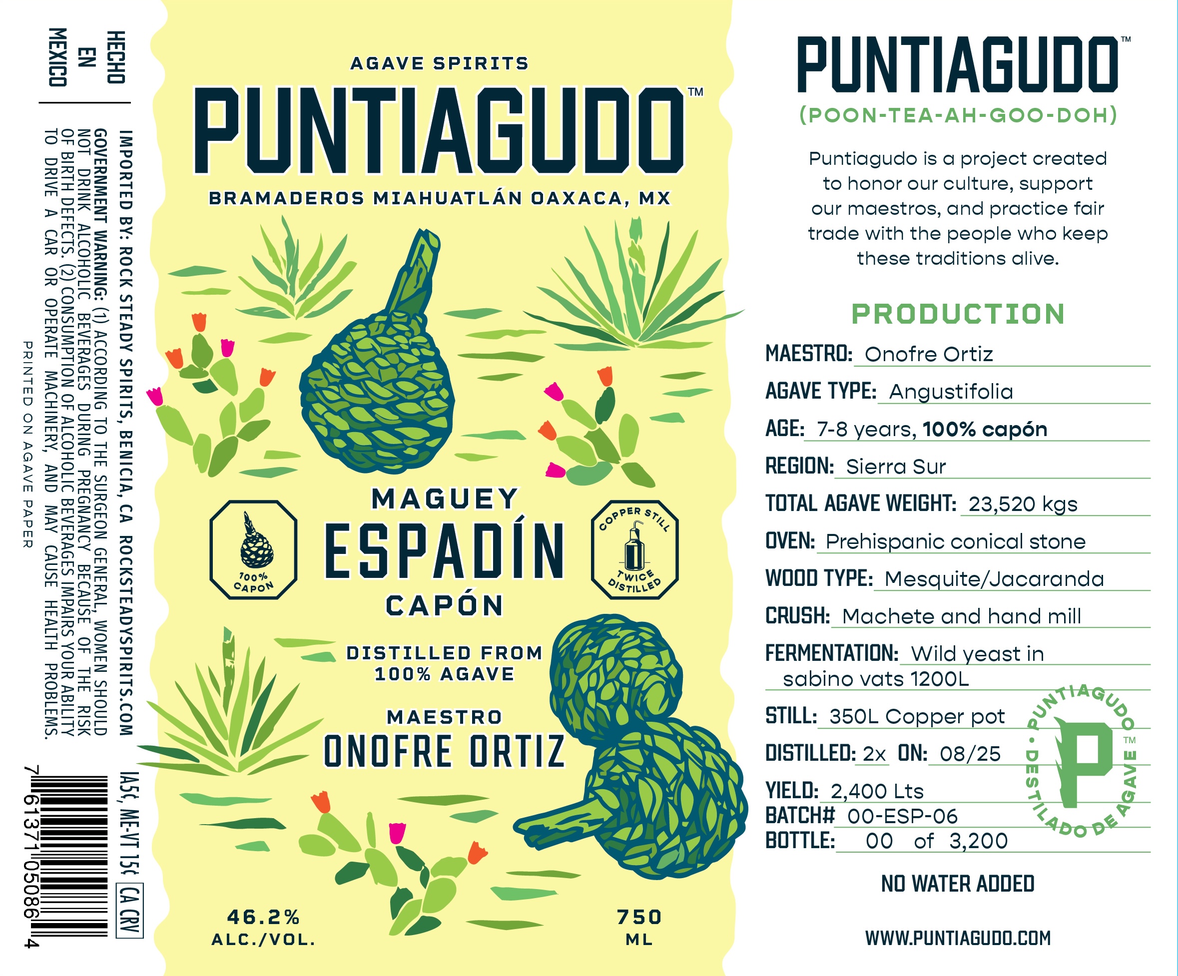 TABC label artwork for Puntiagudo Espadin Capon